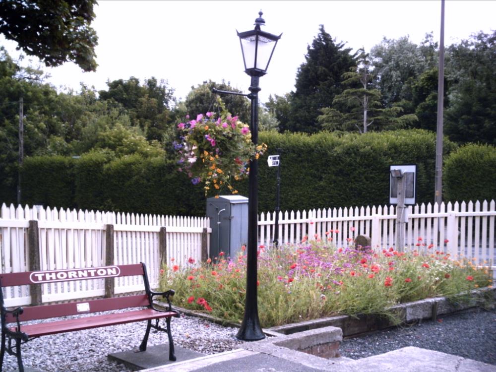 Flower beds at Thornton Station