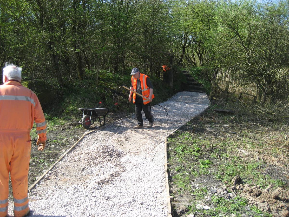 Footpath nearing completion.